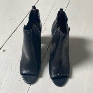 Tommy Hilfiger black leather studded booties